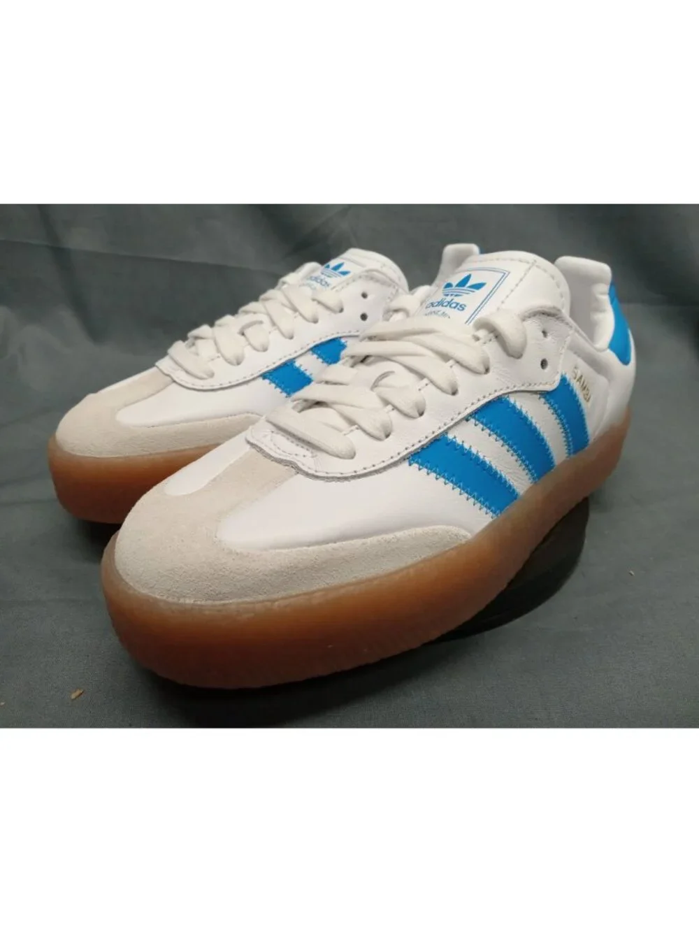 Adidas Samba OG J Sneaker JQ1236 Cloud White Bright Blue Boys Size 4 NEW NO BOX!